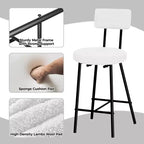 Tabourets de bar, tabourets de comptoir modernes rembourrés avec assise ronde, chaise de bar sans accoudoirs avec dossier, repose-pieds et pieds en métal