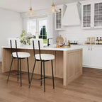 Tabourets de bar, tabourets de comptoir modernes rembourrés avec assise ronde, chaise de bar sans accoudoirs avec dossier, repose-pieds et pieds en métal