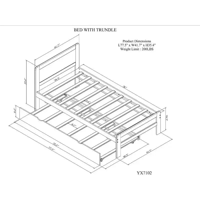 Cadre de lit plateforme double moderne avec lit gigogne, lit superposé double sur lit double, balustrade et échelle, lattes en bois, sans sommier, gris