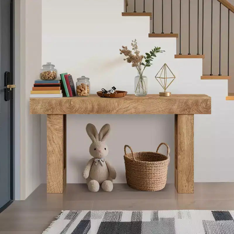 Console rustique de 63 po pour ferme en bois coupé avec étagère ouverte (pour salon/entrée/couloir)