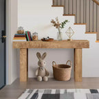 Console rustique de 63 po pour ferme en bois coupé avec étagère ouverte (pour salon/entrée/couloir)