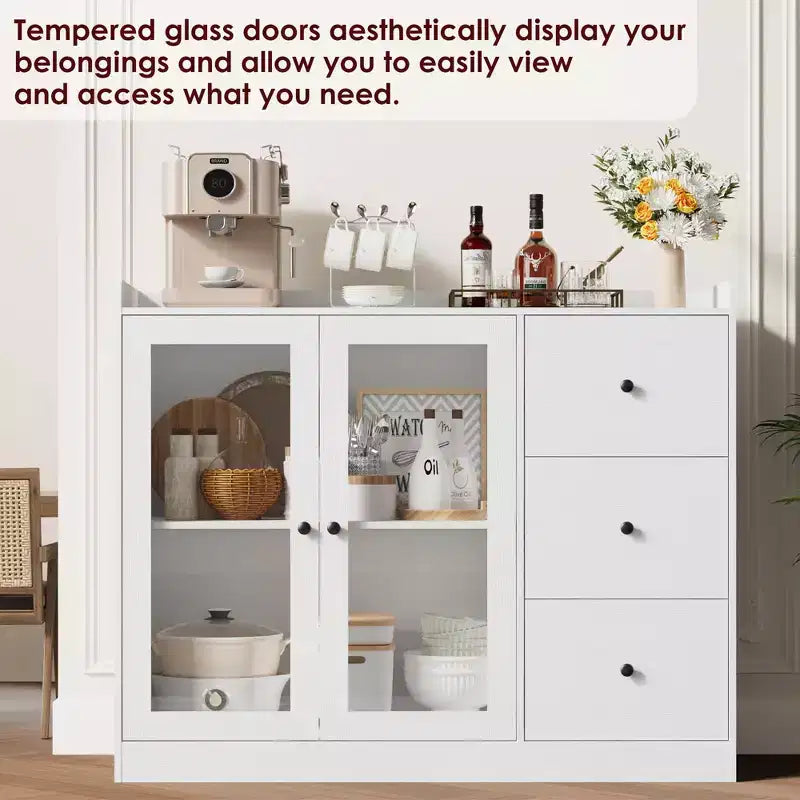Buffets, Commodes d'appoint avec portes vitrées, Buffets de cuisine, Meubles bas de bar en bois