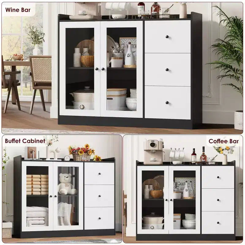 Buffets, Commodes d'appoint avec portes vitrées, Buffets de cuisine, Meubles bas de bar en bois