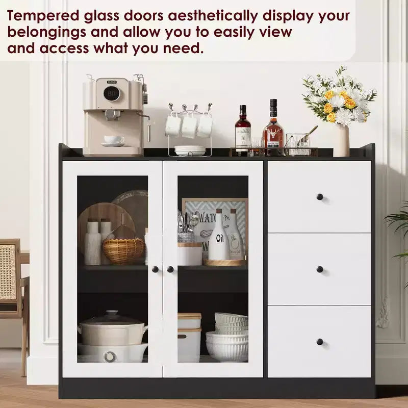 Buffets, Commodes d'appoint avec portes vitrées, Buffets de cuisine, Meubles bas de bar en bois