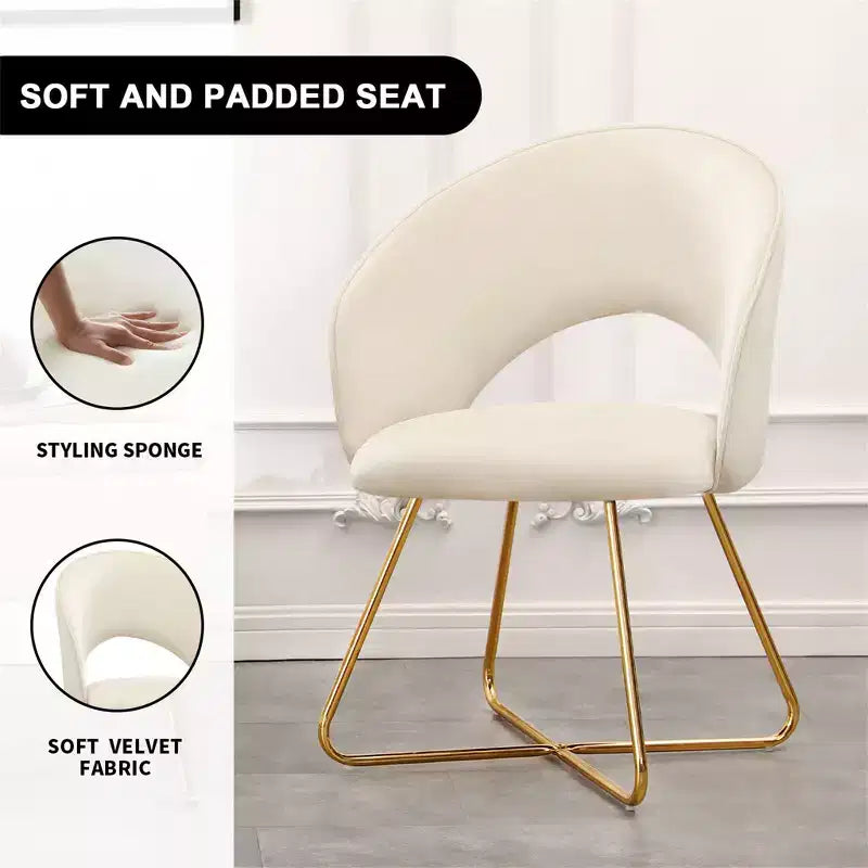 Fauteuil de coiffeuse en faux velours, Chaise d'appoint moderne pour coiffeuse, Tabouret de maquillage rembourré pour chambre à coucher, salon, dressing