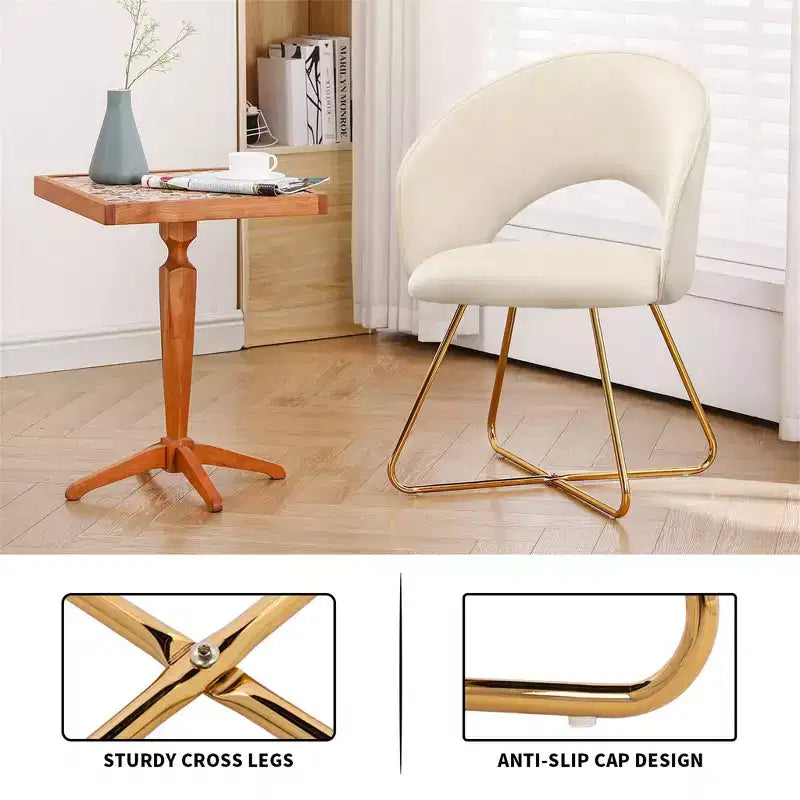 Fauteuil de coiffeuse en faux velours, Chaise d'appoint moderne pour coiffeuse, Tabouret de maquillage rembourré pour chambre à coucher, salon, dressing