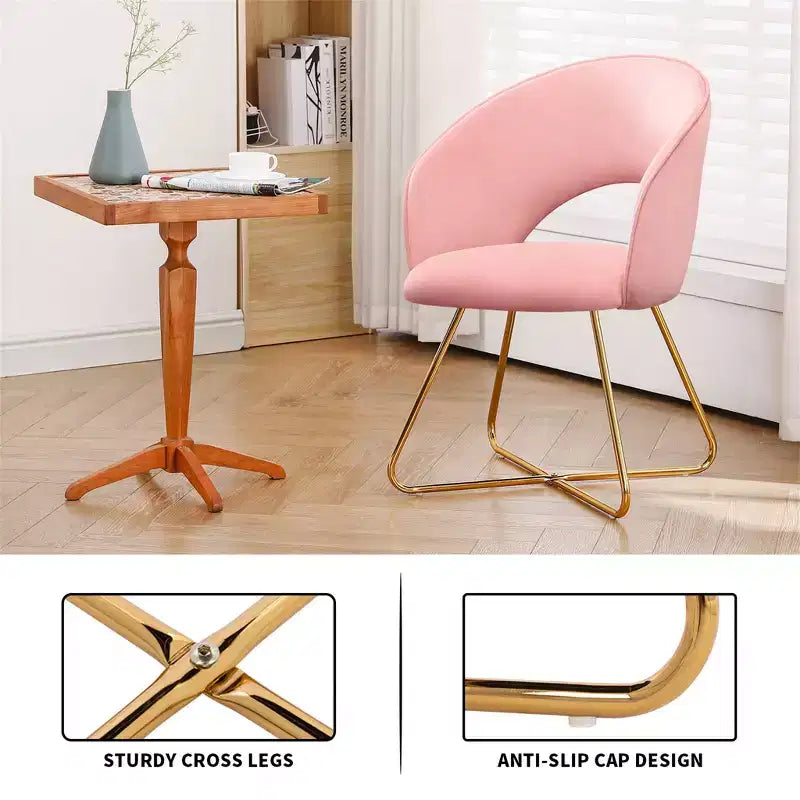 Fauteuil de coiffeuse en faux velours, Chaise d'appoint moderne pour coiffeuse, Tabouret de maquillage rembourré pour chambre à coucher, salon, dressing