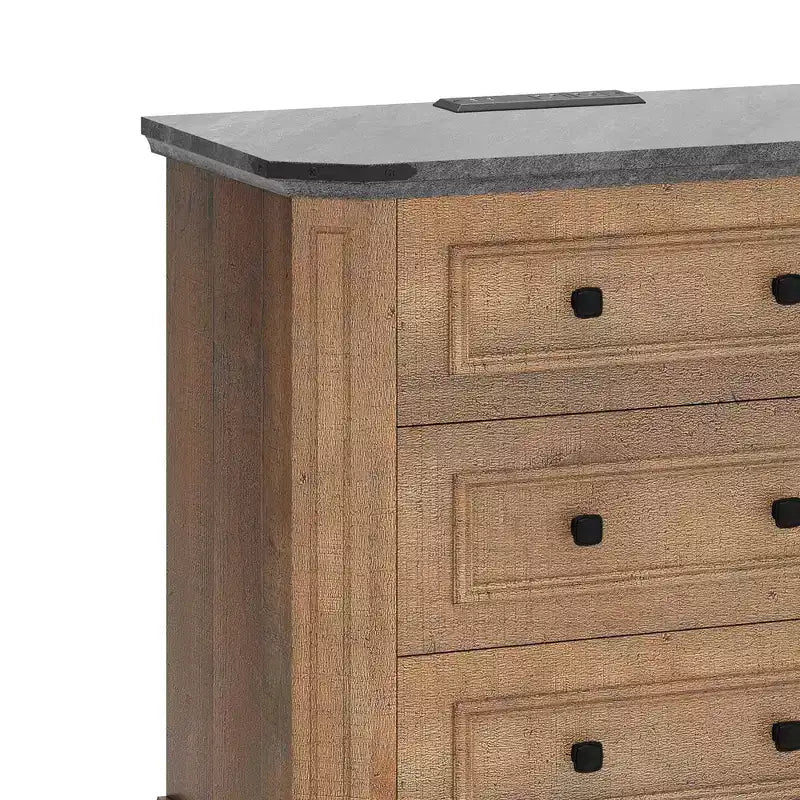Table de chevet à 3 tiroirs Petite commode pour chambre Marron rustique