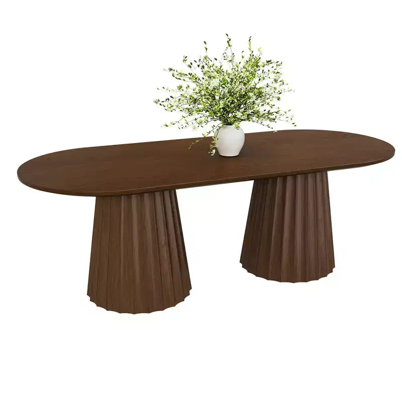 Table à manger ovale double socle noire de 86 pouces avec 8 chaises de salle à manger pour salle à manger/salon