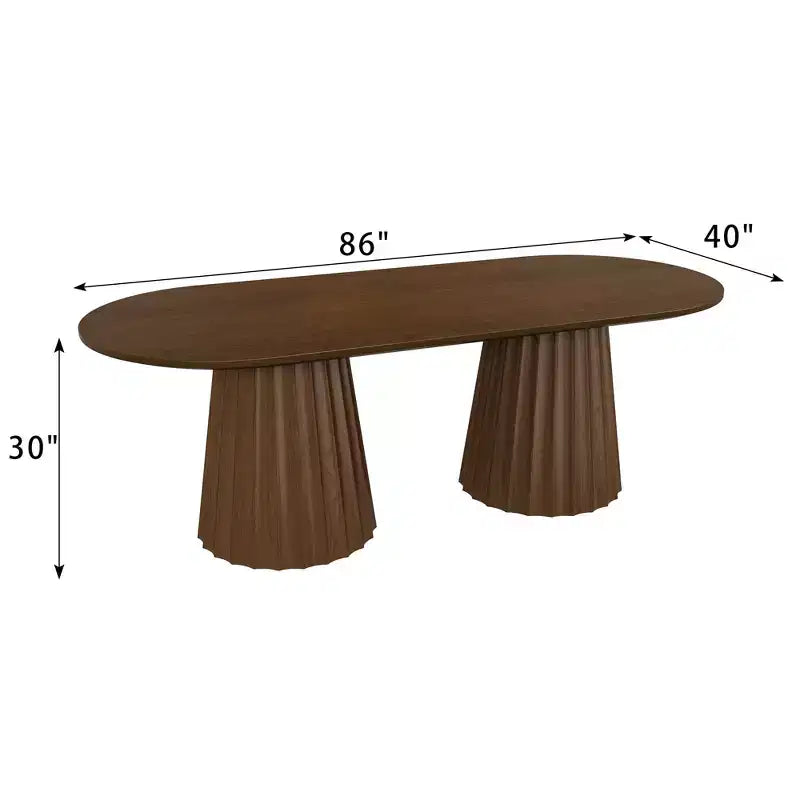 Table à manger ovale double socle noire de 86 pouces avec 8 chaises de salle à manger pour salle à manger/salon