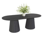 Table à manger ovale double socle noire de 86 pouces avec 8 chaises de salle à manger pour salle à manger/salon