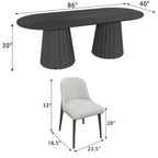 Table à manger ovale double socle noire de 86 pouces avec 8 chaises de salle à manger pour salle à manger/salon