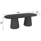 Table à manger ovale double socle noire de 86 pouces avec 8 chaises de salle à manger pour salle à manger/salon