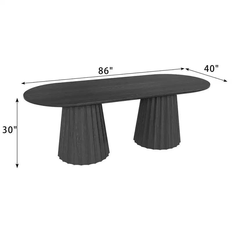 Table à manger ovale double socle noire de 86 pouces avec 8 chaises de salle à manger pour salle à manger/salon