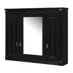 Armoire à pharmacie rectangulaire en MDF, 35 po larg. x 28 po haut., avec miroir, charnières à fermeture douce, 8 étagères, noire