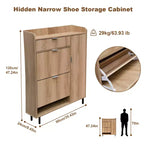 Meuble à chaussures cannelé avec 2 tiroirs basculants, 1 tiroir, 1 placard latéral, étagères réglables pour entrée et salon