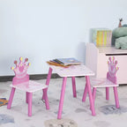 Table et chaise pour enfants, bureau pour tout-petits avec table en MDF et bois de pin, conception de bords arrondis sûrs - Rose