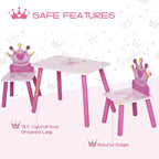 Table et chaise pour enfants, bureau pour tout-petits avec table en MDF et bois de pin, conception de bords arrondis sûrs - Rose