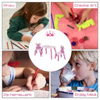 Table et chaise pour enfants, bureau pour tout-petits avec table en MDF et bois de pin, conception de bords arrondis sûrs - Rose