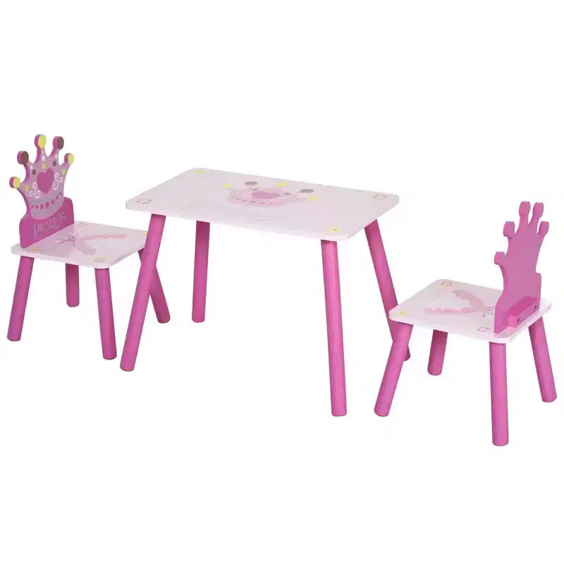 Table et chaise pour enfants, bureau pour tout-petits avec table en MDF et bois de pin, conception de bords arrondis sûrs - Rose