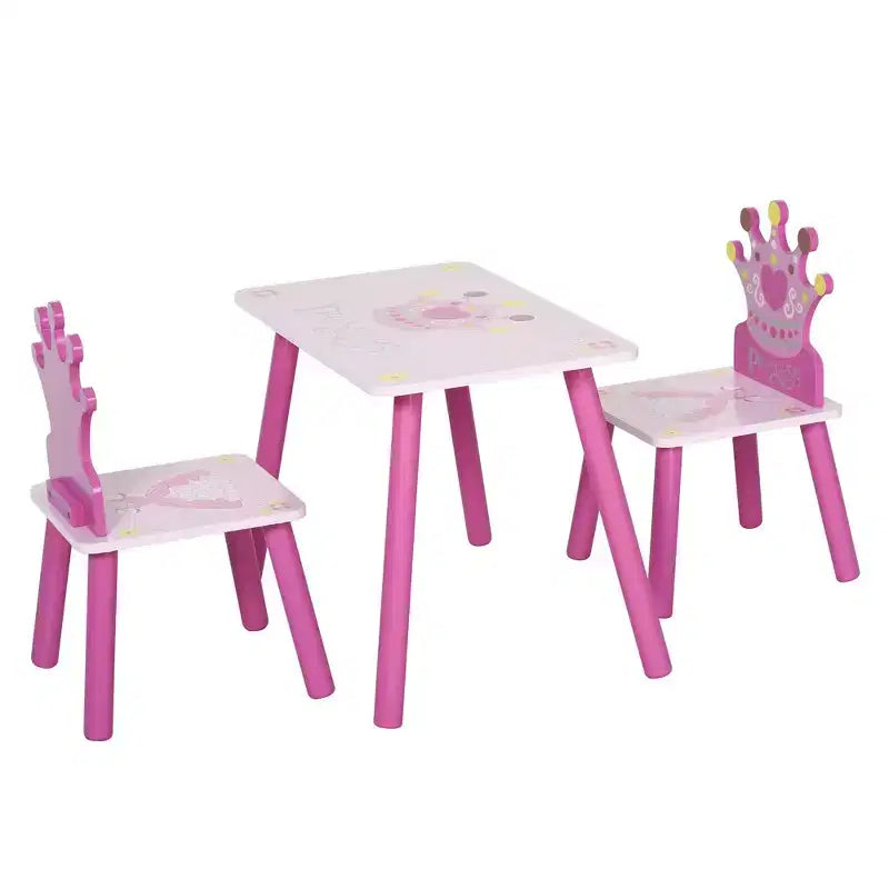 Table et chaise pour enfants, bureau pour tout-petits avec table en MDF et bois de pin, conception de bords arrondis sûrs - Rose