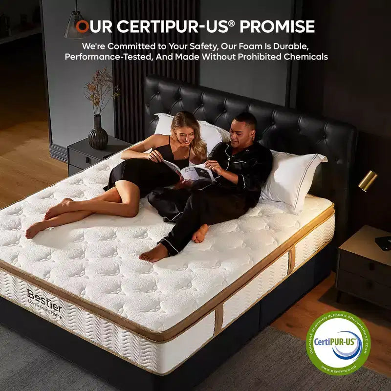 Matelas jumeau de 10 po, matelas hybride à ressorts et mousse à mémoire de forme en boîte, matelas rafraîchissant de fermeté moyenne, soulagement de la pression