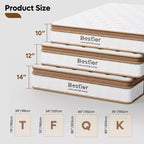 Matelas jumeau de 10 po, matelas hybride à ressorts et mousse à mémoire de forme en boîte, matelas rafraîchissant de fermeté moyenne, soulagement de la pression
