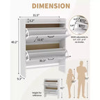 Meuble à chaussures avec 2 tiroirs basculants, étagère à chaussures dissimulée autoportante, poignées en métal, design fin pour couloir, salon
