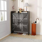 Shoe Cabinet with 2 Flip-Top Drawers, Freestanding Concealed Shoe Rack, Metal Handles, Slim Design for Hallway, Living Room
