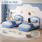 Cadre de lit double rembourré avec tiroir de rangement pour enfants, filles, garçons, aucun sommier tapissier requis