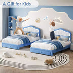 Cadre de lit double rembourré avec tiroir de rangement pour enfants, filles, garçons, aucun sommier tapissier requis