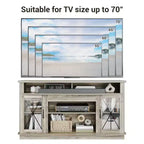 Meuble TV pour téléviseurs de 65 pouces avec éclairage LED, placards de rangement spacieux, étagères réglables
