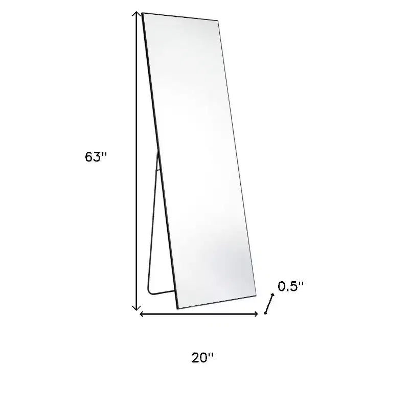 Miroir pleine longueur encadré 63 en métal noir, sur pied et mural