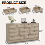 Commode en bois avec 12 tiroirs en rotin, commode large de 155 cm, commode de couloir, commode de placard en bois, commode TV moderne pour téléviseur de 65 pouces