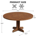 Table de salle à manger ronde pour 4 personnes, Table de salle à manger circulaire avec base en bois pour cuisine, salon, noyer