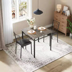 Table à manger pour 2, Table de cuisine pour petit espace avec 2 chaises rembourrées, Table en bois style ferme pour appartement, Coin repas