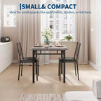 Table à manger pour 2, Table de cuisine pour petit espace avec 2 chaises rembourrées, Table en bois style ferme pour appartement, Coin repas