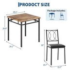 Table à manger pour 2, Table de cuisine pour petit espace avec 2 chaises rembourrées, Table en bois style ferme pour appartement, Coin repas