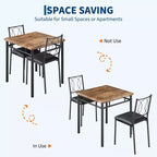 Table à manger pour 2, Table de cuisine pour petit espace avec 2 chaises rembourrées, Table en bois style ferme pour appartement, Coin repas