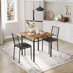Table à manger pour 2, Table de cuisine pour petit espace avec 2 chaises rembourrées, Table en bois style ferme pour appartement, Coin repas