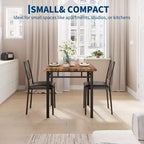 Table à manger pour 2, Table de cuisine pour petit espace avec 2 chaises rembourrées, Table en bois style ferme pour appartement, Coin repas