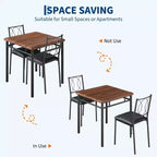 Table à manger pour 2, Table de cuisine pour petit espace avec 2 chaises rembourrées, Table en bois style ferme pour appartement, Coin repas