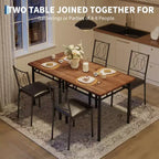Table à manger pour 2, Table de cuisine pour petit espace avec 2 chaises rembourrées, Table en bois style ferme pour appartement, Coin repas