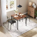 Table à manger pour 2, Table de cuisine pour petit espace avec 2 chaises rembourrées, Table en bois style ferme pour appartement, Coin repas