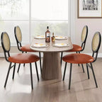 Chaises de salle à manger tapissées avec dossier en cannage, Chaises de cuisine modernes avec pieds en métal, Siège souple ergonomique pour salle à manger
