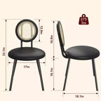 Chaises de salle à manger tapissées avec dossier en cannage, Chaises de cuisine modernes avec pieds en métal, Siège souple ergonomique pour salle à manger
