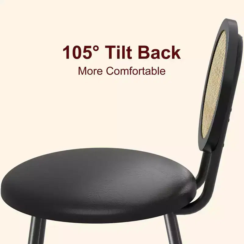 Chaises de salle à manger tapissées avec dossier en cannage, Chaises de cuisine modernes avec pieds en métal, Siège souple ergonomique pour salle à manger