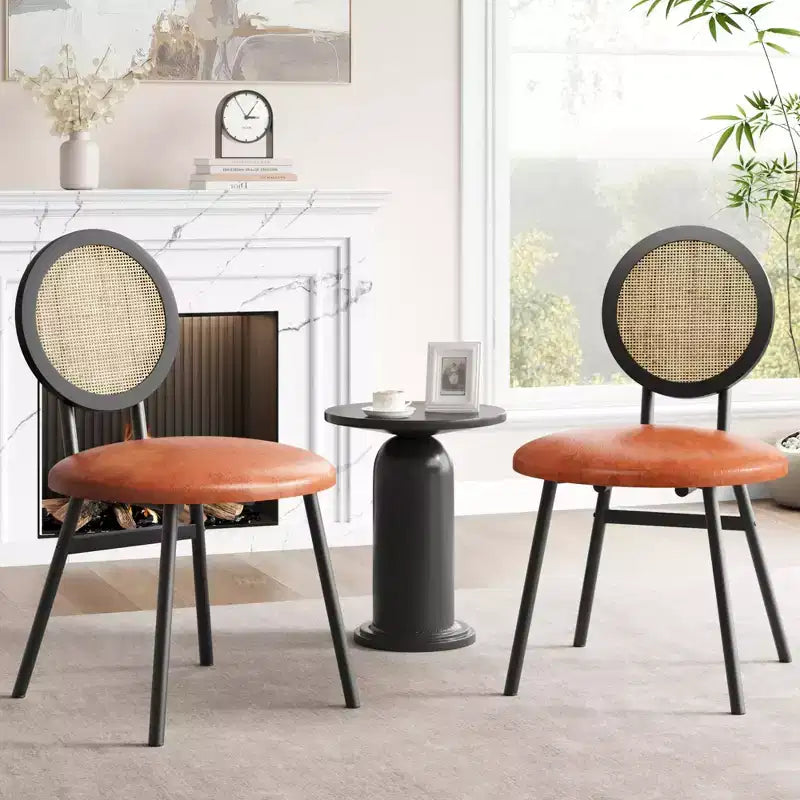 Chaises de salle à manger tapissées avec dossier en cannage, Chaises de cuisine modernes avec pieds en métal, Siège souple ergonomique pour salle à manger