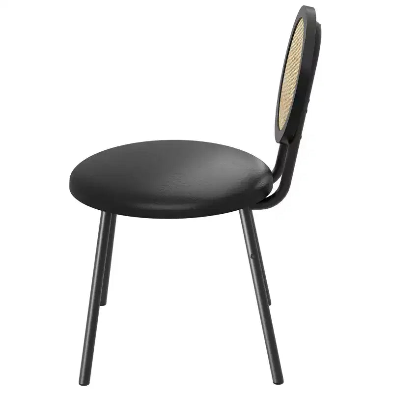 Chaises de salle à manger tapissées avec dossier en cannage, Chaises de cuisine modernes avec pieds en métal, Siège souple ergonomique pour salle à manger