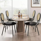 Chaises de salle à manger tapissées avec dossier en cannage, Chaises de cuisine modernes avec pieds en métal, Siège souple ergonomique pour salle à manger